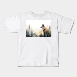 Boreal watercolor fox Kids T-Shirt